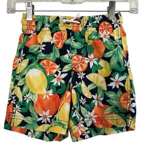 Hanna Andersson Swim Trunks Boys Sz 6/7 120 Sweet Citrus Mesh Liner Board Short